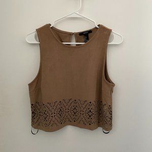 Forever 21 Suede Cropped Tank Top With Laser Cut Outs